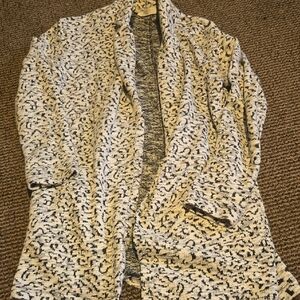 Elodie Abstract Black and White Knit Cardigan Cotton Blend